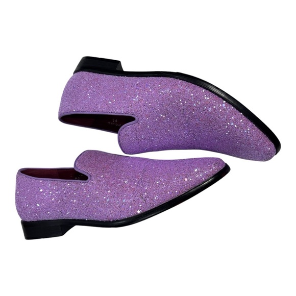 Purple Glitter Size 9.5 Loafers with Bow Tie - Picture 8 of 13